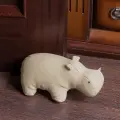 Напольный мягкий стоппер ограничитель для дверей Бегемот кремового цвета