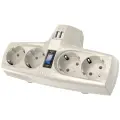 Сетевой фильтр Pilot T USB, 4 розетки +2 USB, с/з, 15А / 3300 Вт слоновая кость