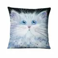 Подушка декоративная Белый кот Семейка 40х40 велюр