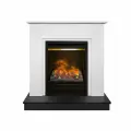 Электрокамин RealFlame Nord Флора черно белый матовый с очагом Olympic 3D, увлажнение воздуха, пульт, обогрев
