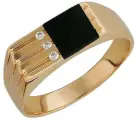 Печатка Эстет, красное золото, 585 проба, оникс, фианит, размер 18.5