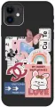 Силиконовый чехол на Apple iPhone 11 / Эпл Айфон 11 с рисунком Cute Stickers Soft Touch черный