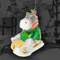 Игрушка на елку Бегемотик в саночках Komozja Family Винтаж из СССР