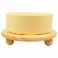 Миска Mr.Kranch Bamboo керамическая желтая на бамбуковой подставке 850 мл VLT-MKR543684