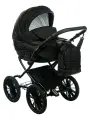 Детская универсальная коляска 2 в 1 Jovola Velino Plus, всесезонная с реверсивным блоком, (Ve 03) черная кожа