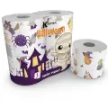 Туалетная бумага с рисунком Helloween 3 слоя, 4 рулона по 200 листов, World Cart
