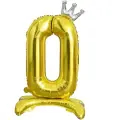 Шар цифра 0 Gold Корона, на подставке