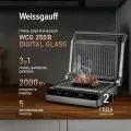 Гриль электрический Weissgauff WCG 250 B Digital Glass, 3 в 1 (Гриль, Барбекю, Духовка) Мощность 2000 Вт, Авто-программы
