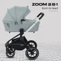 Коляска для новорожденных 2 в 1 MOWBaby ZOOM RA086 Silver Green Tea