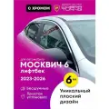 Плоские дефлекторы окон с зажимной клипсой для Москвич 6 лифтбек 2023-2026, 2D ветровики с хром молдингом, Cobra Tuning 6 шт.