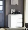 Комод Челси 800 с 3-мя ящиками 1 дверца , ЛДСП 80х33x76.8 см, Белый глянец холодный, Белый
