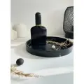 Круглый поднос для украшений и свечей из искусственного камня Haifisch 17 см, черный