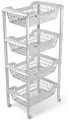 Мартика С736СЕР Джета, Этажерка универсальная 4 корзины на колесиках светло-серая, г. Барнаул