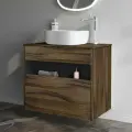 Тумба с раковиной в ванную AM.PM Func 80 см, дуб текстурированный, накладная раковина 43 см