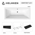 Акриловая ванна Helmken Alvaro 175x80 комплект 4 в 1: ванна, каркас, черный подголовник, черный лицевой экран
