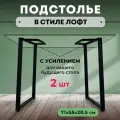 Подстолье (опора) для стола в стиле Loft (лофт), металлическое, 71х55х20,5см, черное, 2 штуки в комплекте