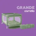 Манеж кровать детский CARRELLO Grande, складной, 100*100 см, c кольцами, зеленый