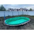 Тент Лагуна, для зимней консервации, овальный, изумрудный, для каркасного бассейна, 7x3 м