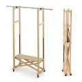 Напольная вешалка для одежды Elios натур, Arredamenti Италия, деревянная, на колесах, складная, раздвижная штанга