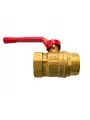 Шаровой кран БАЗ 11Б27П1, латунь, 1 1/4, Ду 32, PTFE, золотистый/красный, ВР/НР