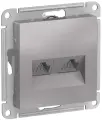 Розетка компьютерная двойная Systeme Electric Atlas Design UTP RJ45 Cat.5, алюминий