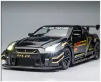 Машинка Nissan GT-R R35 с дымом. Металлическая модель автомобиля Ниссан GTR черный 20см. Инерционная игрушка машина 1:24