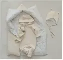Демисезонный трикотажный детский комплект для новорожденного 62 размер (от 0-3мес), 3 предмета, кремовый