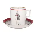 Чайная пара 230 мл. Форма Гербовая, рисунок Modes de Paris. Фарфор. Чашка для чая. Подарочный набор. Императорский фарфоровый завод ИФЗ ЛФЗ