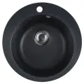 Мойка для кухни AV ENGINEERING Point искусственный камень, черная, круглая 49.5х49.5 см, с сифоном