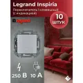 Переключатель одноклавишный с подсветкой (Алюминий) 10AX, 250В, Legrand INSPIRIA (комплект 10шт)