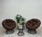 Набор садовый папасан плюс коричневый 2 кресла, столик, 2 подушки (коричневый, полиэстер)