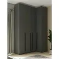 Угловой шкаф для одежды распашной с ящиками и антресолью, Принцесса Мелания, Графит, 2600х1700х900мм