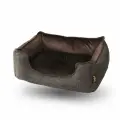 Лежанка для кошек и собак Pride Хоум Премиум, велюр/рогожка, цвет кофейный, размер 70х60