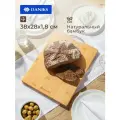 Доска разделочная бамбук, 38х28х1.8 см, с ручкой, прямоугольная, Daniks, H-1080L