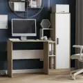 Компьютерный письменный стол с полками и пеналом СКМ-2, Белый / Дуб сонома