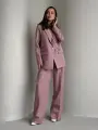 Костюм классический MATRESHKA_LOVE Комплект классический женский, брюки палаццо, деловой офисный стиль, пиджак удлиненный, оверсайз, размер 44, темно-розовый