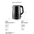 SUPOR [National Subsidy] Electric Kettle, 304 Stainless Steel Hot Water Kettle, Double-Layer Anti-Scalding Seamless Steel Kettle, SW-15T83A 1.5L