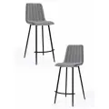 Комплект барных стульев (2шт.), Тибо, DecoLine, каркас чёрный, нубук коллекции Lamb серый