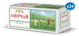 Чай в пакетиках Азерчай Зелёный, 24 упаковки по 25 пакетиков