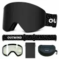 Горнолыжная магнитная маска OUTWIND Mist black c 2-мя линзами и жестким защитный кейсом