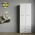 Шкаф пенал закрытый FREYA Дуб Вотан Белый (СТ-4)