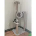Игровой комплекс с тоннелем и лежанками из меха , для кошки , высота 130 см , цвет бежевый или серый