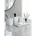 Набор аксессуаров для ванной комнаты, 4 предмета квадратный, белый мрамор