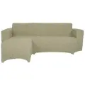 Чехол на диван угловой без оборки с выступом слева, цвет Бежевый