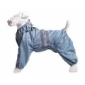 Демисезонный комбинезон для американского кокер-спаниеля суки, на тонком синтепоне, повышенной прочности, со светоотражающими полосами, цвет серо-голубой