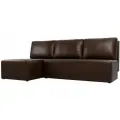 Диван угловой Поло, Экокожа, Коричневый, Угол левый, Ящик для белья, 200x130x85 см