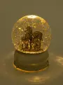 Снежный фонарь, 15 см, с подсветкой, пластик, золотистый, Лошадь в шаре, Golden style
