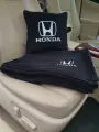 Автомобильный комплект с вышивкой логотипа Honda: подушка 30х30 см и плед 150х150см , цвет черный