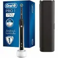 Электрическая зубная щетка Oral-B PRO 1 750 Black Edition для тщательной чистки зубов, 1 программа чистки, датчик давления, таймер и дорожный футляр, 1 насадка CrossAction, черная
