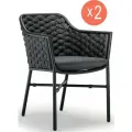 Комплект из 2-х плетеных кресел Tagliamento Torino, антрацит, темно-серый